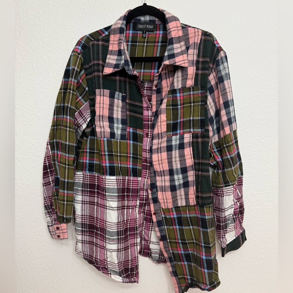 Current Mood Multicolor Plaid Patchwork Shirt
